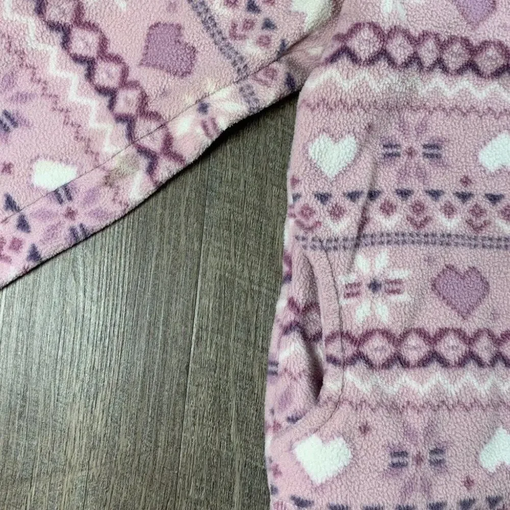 Children’s place 5/6 quarter zip heart sweater pink purple fleece
